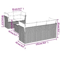6 Piece Garden Sofa Set with Cushions Black Poly Rattan