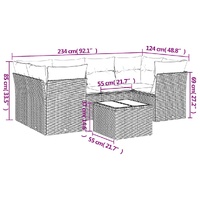 7 Piece Garden Sofa Set with Cushions Grey Poly Rattan
