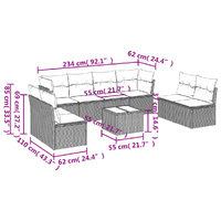 9 Piece Garden Sofa Set with Cushions Black Poly Rattan