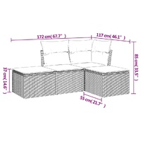 4 Piece Garden Sofa Set with Cushions Black Poly Rattan
