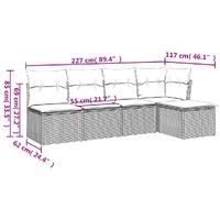 5 Piece Garden Sofa Set with Cushions Black Poly Rattan