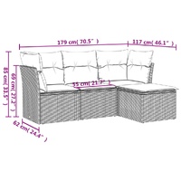 4 Piece Garden Sofa Set with Cushions Black Poly Rattan
