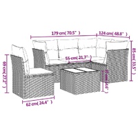 6 Piece Garden Sofa Set with Cushions Grey Poly Rattan