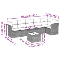 7 Piece Garden Sofa Set with Cushions Black Poly Rattan