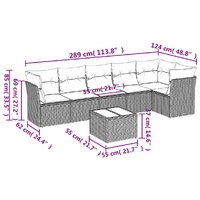 7 Piece Garden Sofa Set with Cushions Grey Poly Rattan