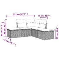 5 Piece Garden Sofa Set with Cushions Black Poly Rattan