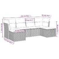 6 Piece Garden Sofa Set with Cushions Black Poly Rattan