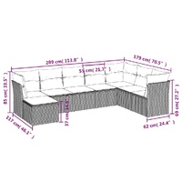 8 Piece Garden Sofa Set with Cushions Black Poly Rattan