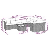 10 Piece Garden Sofa Set with Cushions Black Poly Rattan