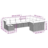 10 Piece Garden Sofa Set with Cushions Black Poly Rattan