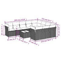 11 Piece Garden Sofa Set with Cushions Black Poly Rattan