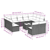 12 Piece Garden Sofa Set with Cushions Black Poly Rattan