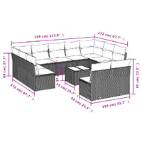 12 Piece Garden Sofa Set with Cushions Beige Poly Rattan