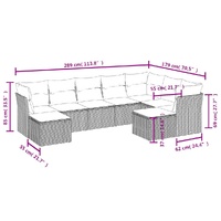 9 Piece Garden Sofa Set with Cushions Black Poly Rattan