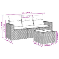 4 Piece Garden Sofa Set with Cushions Black Poly Rattan