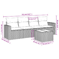 5 Piece Garden Sofa Set with Cushions Beige Poly Rattan
