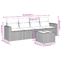 5 Piece Garden Sofa Set with Cushions Grey Poly Rattan