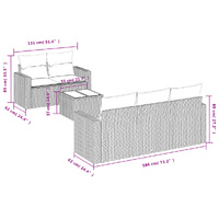 6 Piece Garden Sofa Set with Cushions Black Poly Rattan