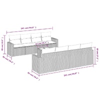 9 Piece Garden Sofa Set with Cushions Grey Poly Rattan