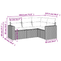 4 Piece Garden Sofa Set with Cushions Grey Poly Rattan