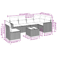 7 Piece Garden Sofa Set with Cushions Beige Poly Rattan