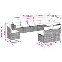 10 Piece Garden Sofa Set with Cushions Black Poly Rattan
