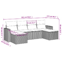 6 Piece Garden Sofa Set with Cushions Black Poly Rattan