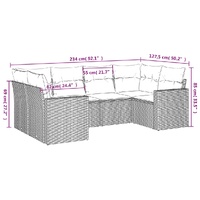 6 Piece Garden Sofa Set with Cushions Grey Poly Rattan