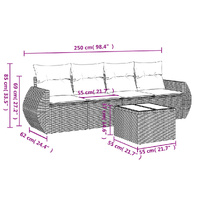 5 Piece Garden Sofa Set with Cushions Beige Poly Rattan