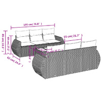 7 Piece Garden Sofa Set with Cushions Black Poly Rattan