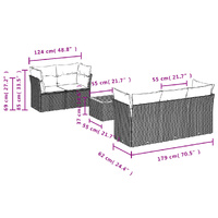 6 Piece Garden Sofa Set with Cushions Grey Poly Rattan