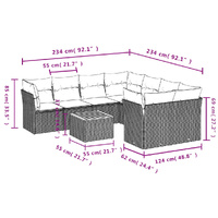 9 Piece Garden Sofa Set with Cushions Black Poly Rattan