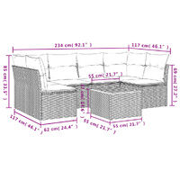 7 Piece Garden Sofa Set with Cushions Black Poly Rattan