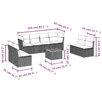 9 Piece Garden Sofa Set with Cushions Grey Poly Rattan