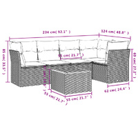 6 Piece Garden Sofa Set with Cushions Black Poly Rattan