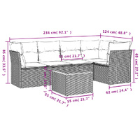 6 Piece Garden Sofa Set with Cushions Grey Poly Rattan