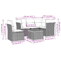 6 Piece Garden Sofa Set with Cushions Black Poly Rattan