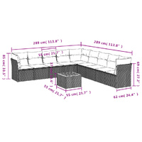 10 Piece Garden Sofa Set with Cushions Grey Poly Rattan
