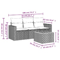4 Piece Garden Sofa Set with Cushions Grey Poly Rattan