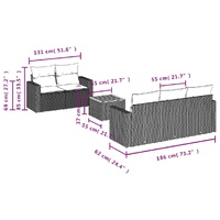 6 Piece Garden Sofa Set with Cushions Grey Poly Rattan
