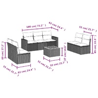 8 Piece Garden Sofa Set with Cushions Black Poly Rattan