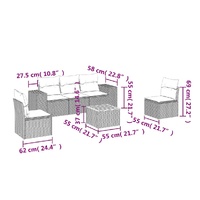 6 Piece Garden Sofa Set with Cushions Black Poly Rattan