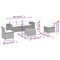 6 Piece Garden Sofa Set with Cushions Grey Poly Rattan