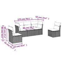 5 Piece Garden Sofa Set with Cushions Black Poly Rattan