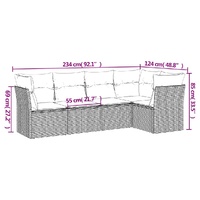 5 Piece Garden Sofa Set with Cushions Black Poly Rattan