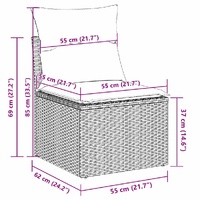Garden Sofa Set 3 pcs Grey Poly rattan