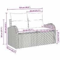 Garden Sofa with Cushion Beige 124 x 62 x 69cm Poly Rattan