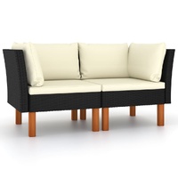 Sofa Poly Rattan and Solid Eucalyptus Wood