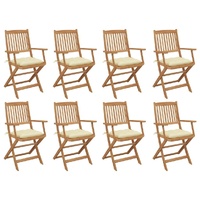 Folding Garden Chairs with Cushions Solid Wood Acacia