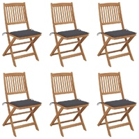 Folding Garden Chairs with Cushions Solid Wood Acacia